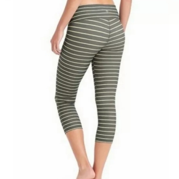 Athleta Olive and Neon Green striped Activewear leggings size XS - Picture 2 of 7